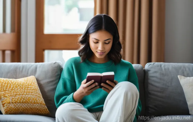 자두의 일상 이야기 - **Prompt:** A serene, cozy living room scene with soft, natural light streaming through a window. In...