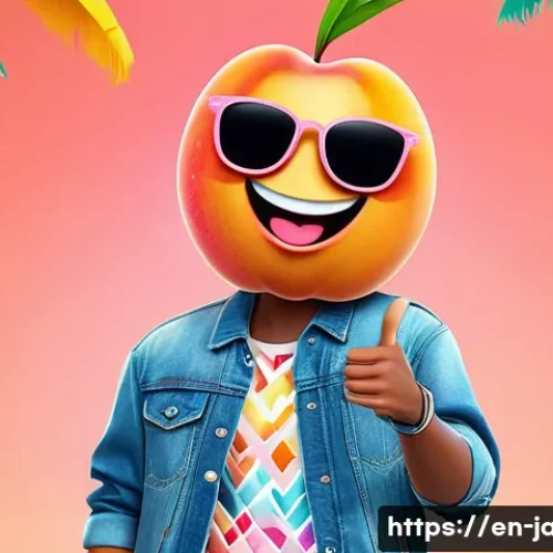 자두와 관련된 각종 밈 - A vibrant, playful digital illustration of an anthropomorphic peach emoji wearing stylish sunglasses...