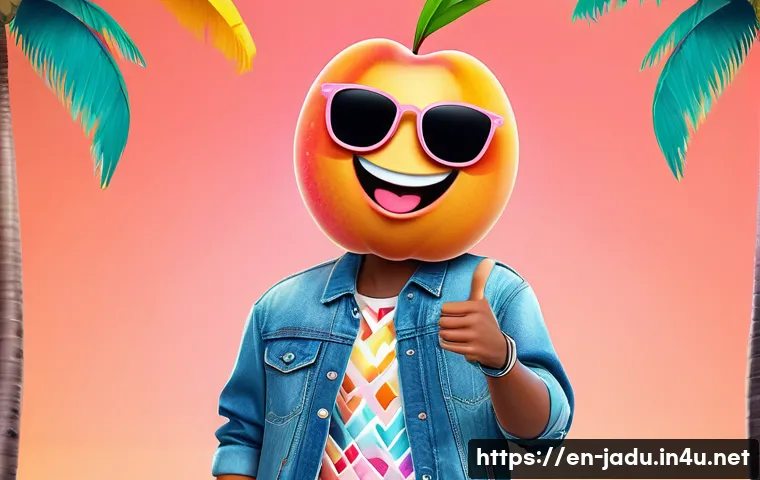 자두와 관련된 각종 밈 - A vibrant, playful digital illustration of an anthropomorphic peach emoji wearing stylish sunglasses...