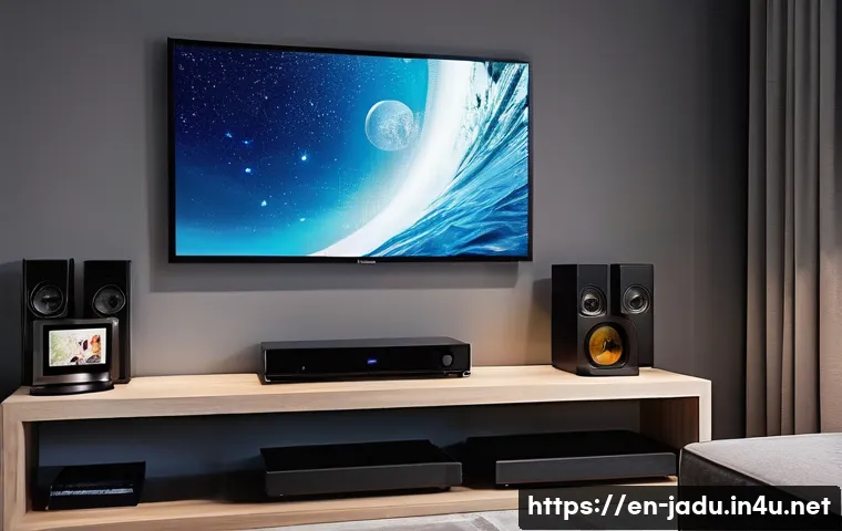 안녕자두야 DVD 및 블루레이 판매처 - A cozy home entertainment setup featuring a sleek modern media shelf filled with authentic Blu-ray a...