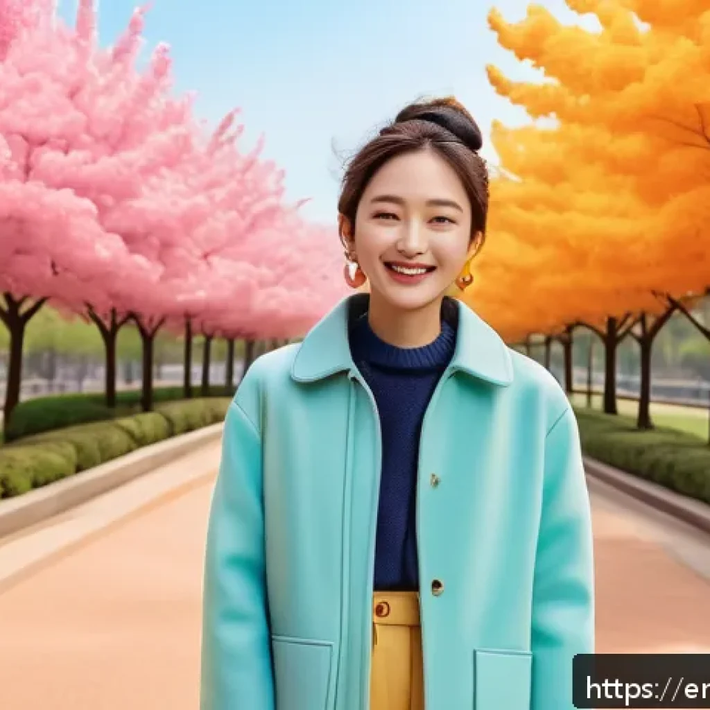 안녕자두야 캐릭터 일러스트 모음 - A whimsical character from Annyeong Jadoo standing in a vibrant pastel-colored urban park, featuring...