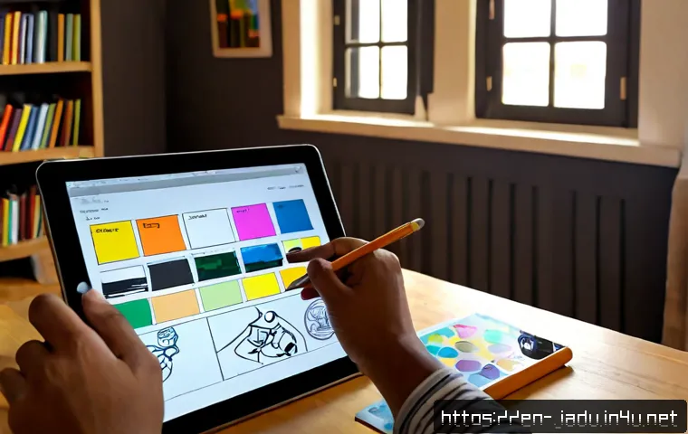 안녕자두야 제작 배경 - Photorealistic animation studio workspace showing a creative team developing a cheerful family carto...